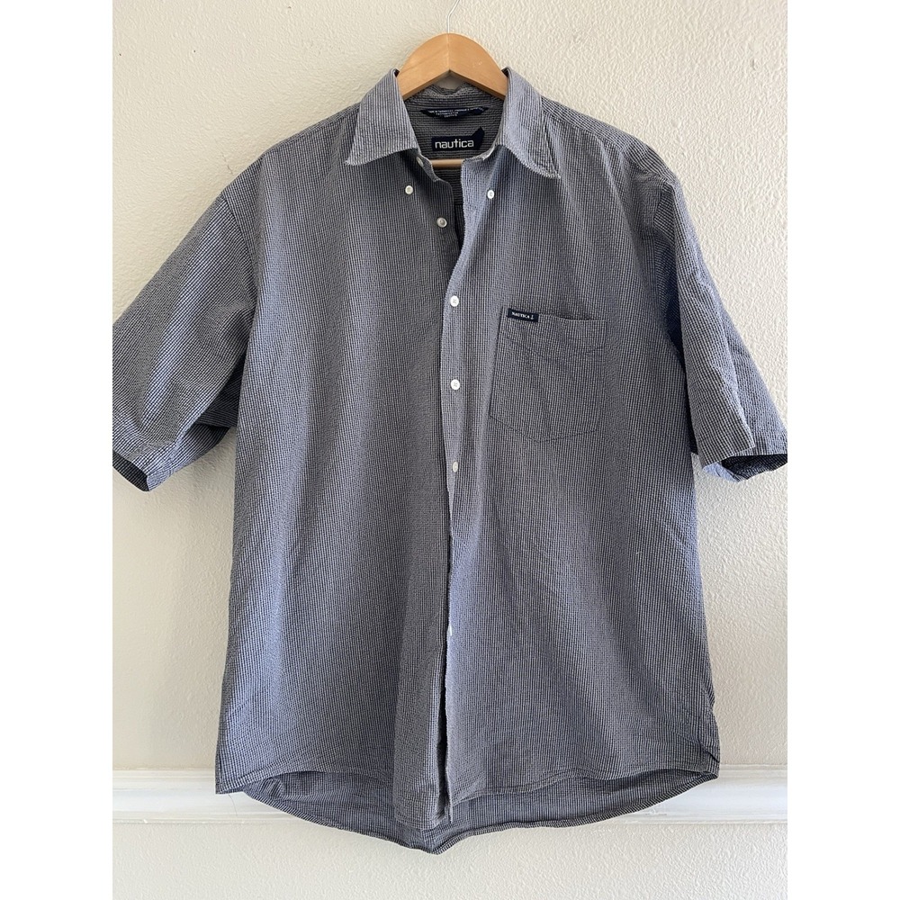 Nautica Vintage Plaid Button Down Shirt Men's Large Preppy Office Neutral
